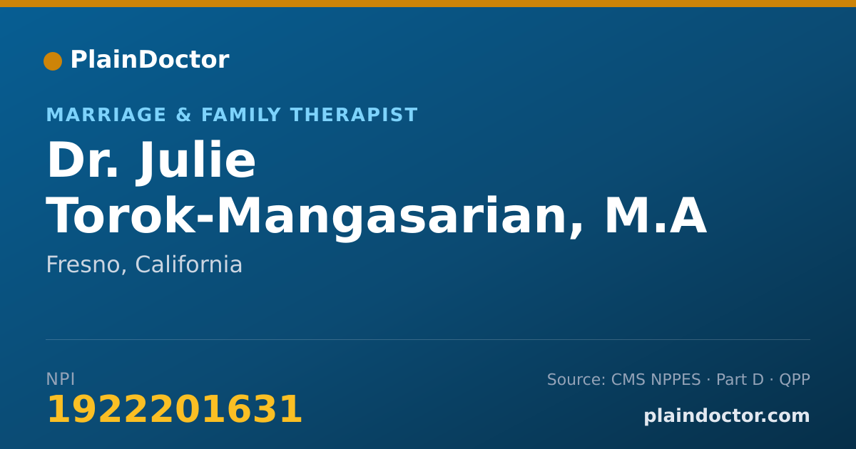 Shareable card for Julie Torok-Mangasarian, M.A - Marriage & Family Therapist, Fresno, CA