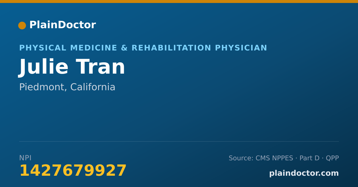 Shareable card for Julie Tran - Physical Medicine & Rehabilitation Physician, Piedmont, CA