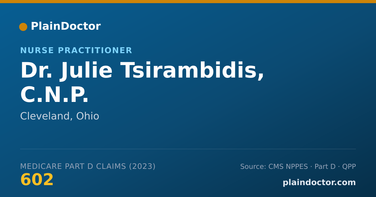 Shareable card for Julie Tsirambidis, C.N.P. - Nurse Practitioner, Cleveland, OH