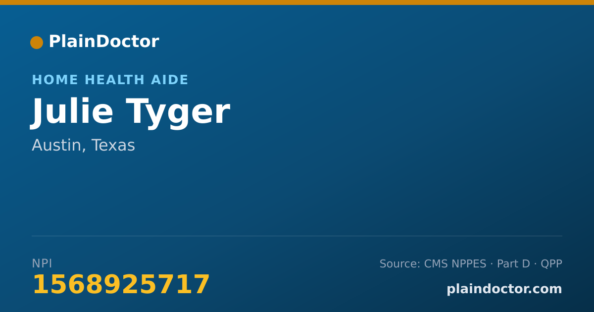 Shareable card for Julie Tyger - Home Health Aide, Austin, TX