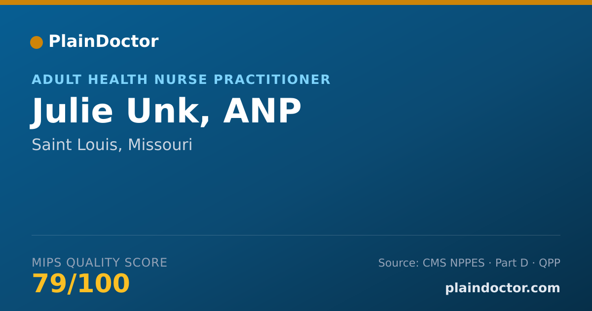 Shareable card for Julie Unk, ANP - Adult Health Nurse Practitioner, Saint Louis, MO