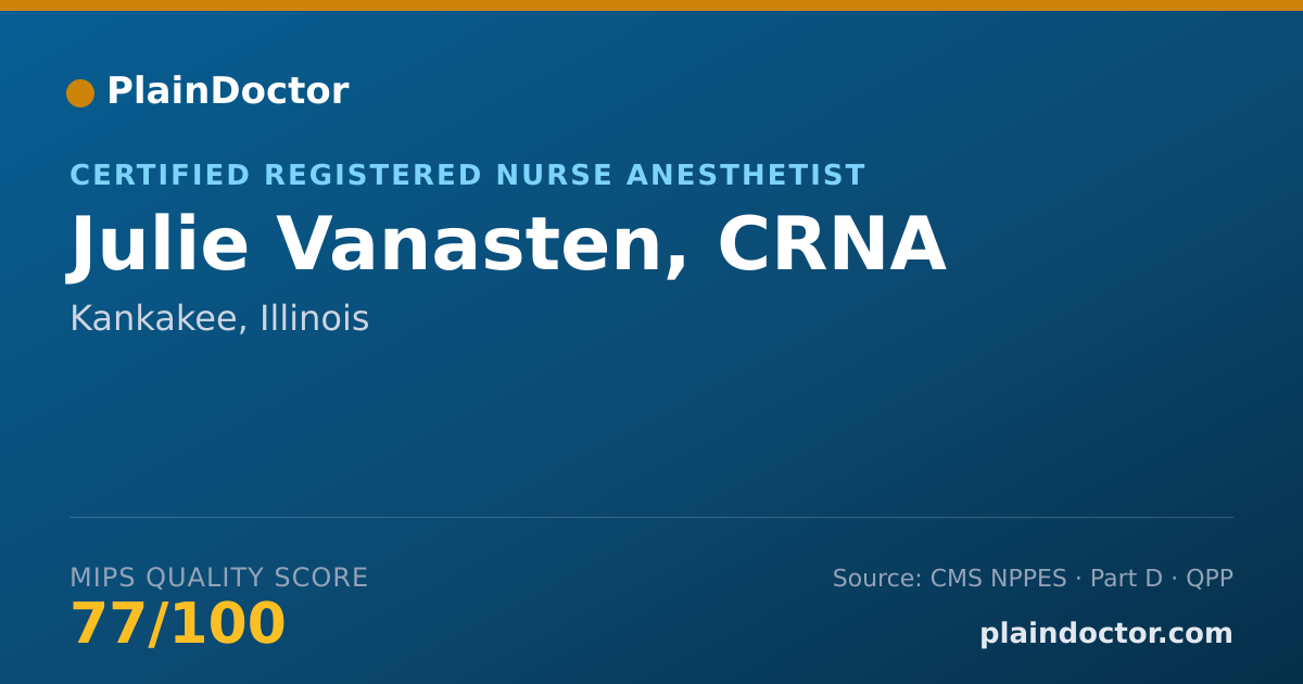 Shareable card for Julie Vanasten, CRNA - Certified Registered Nurse Anesthetist, Kankakee, IL