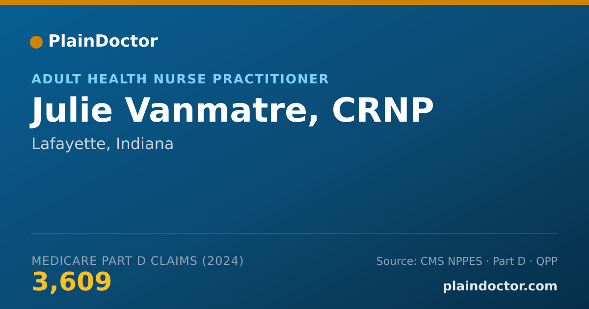 Shareable card for Julie Vanmatre, CRNP - Adult Health Nurse Practitioner, Lafayette, IN