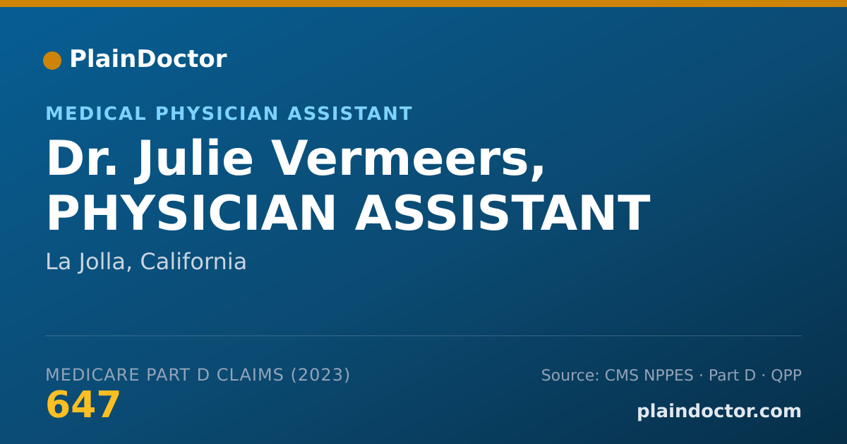Shareable card for Julie Vermeers, PHYSICIAN ASSISTANT - Medical Physician Assistant, La Jolla, CA