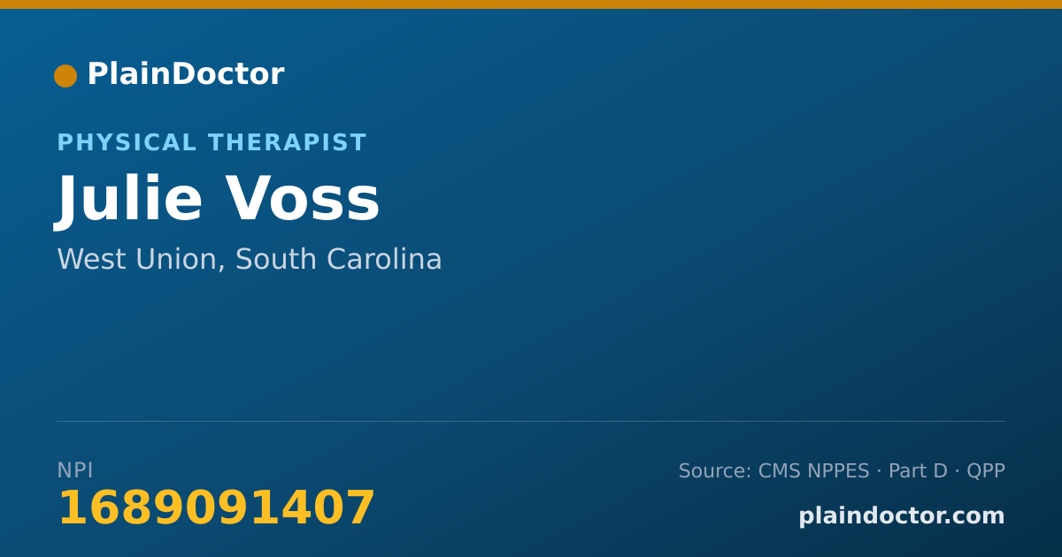 Shareable card for Julie Voss - Physical Therapist, West Union, SC