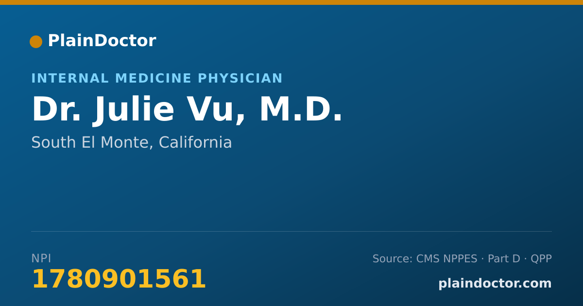 Shareable card for Julie Vu, M.D. - Internal Medicine Physician, South El Monte, CA