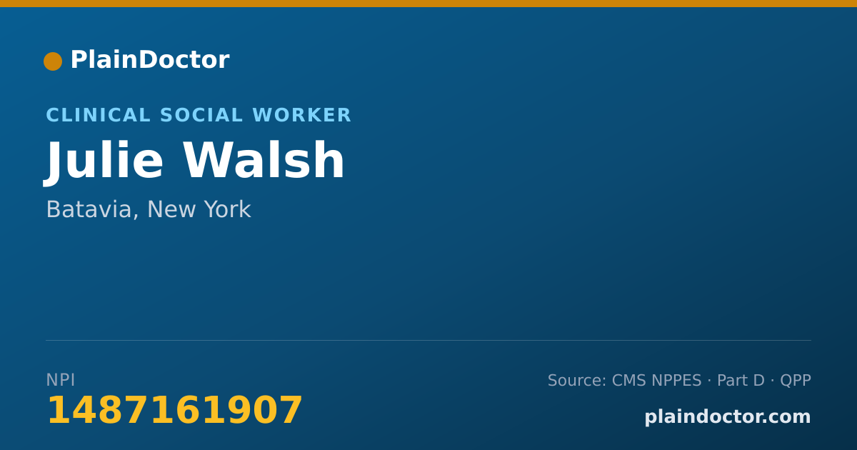 Shareable card for Julie Walsh - Clinical Social Worker, Batavia, NY