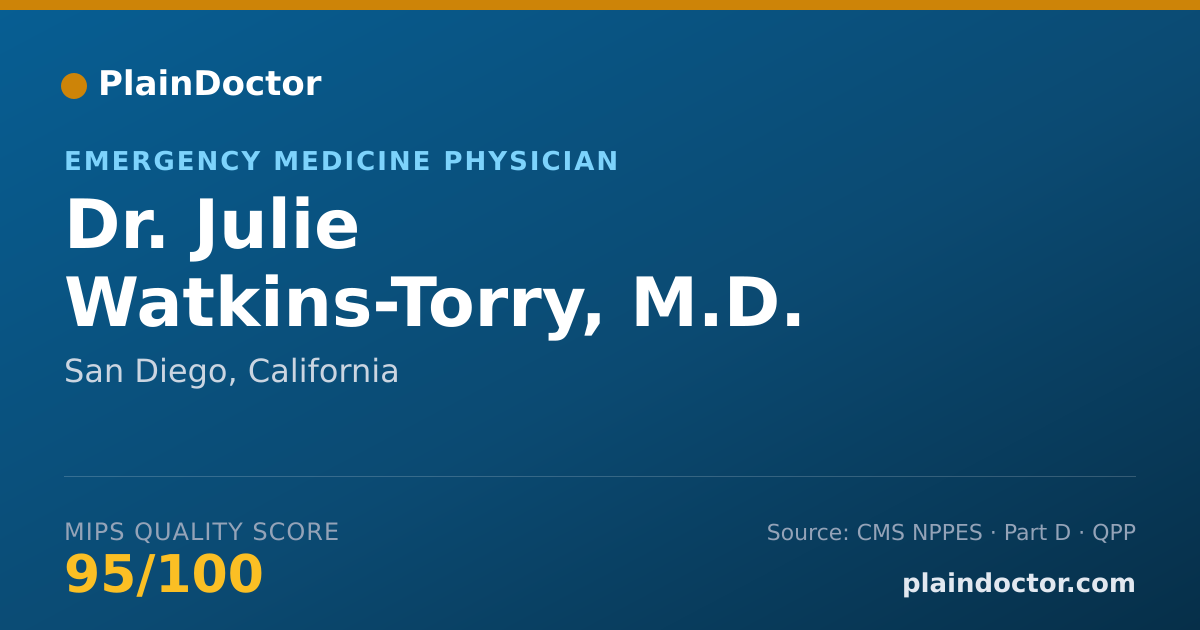 Shareable card for Julie Watkins-Torry, M.D. - Emergency Medicine Physician, San Diego, CA