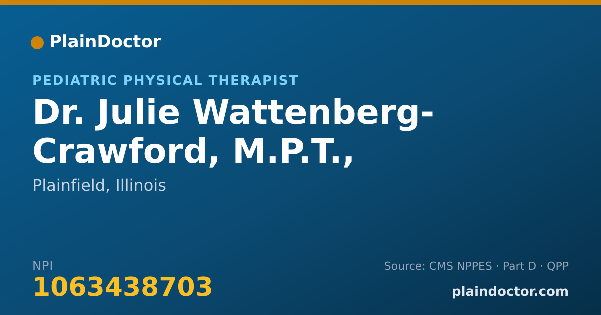 Shareable card for Julie Wattenberg- Crawford, M.P.T., D.P.T. - Pediatric Physical Therapist, Plainfield, IL