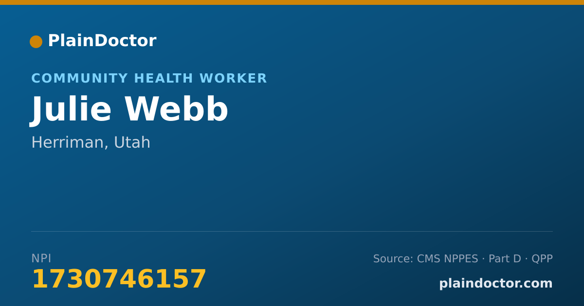 Shareable card for Julie Webb - Community Health Worker, Herriman, UT