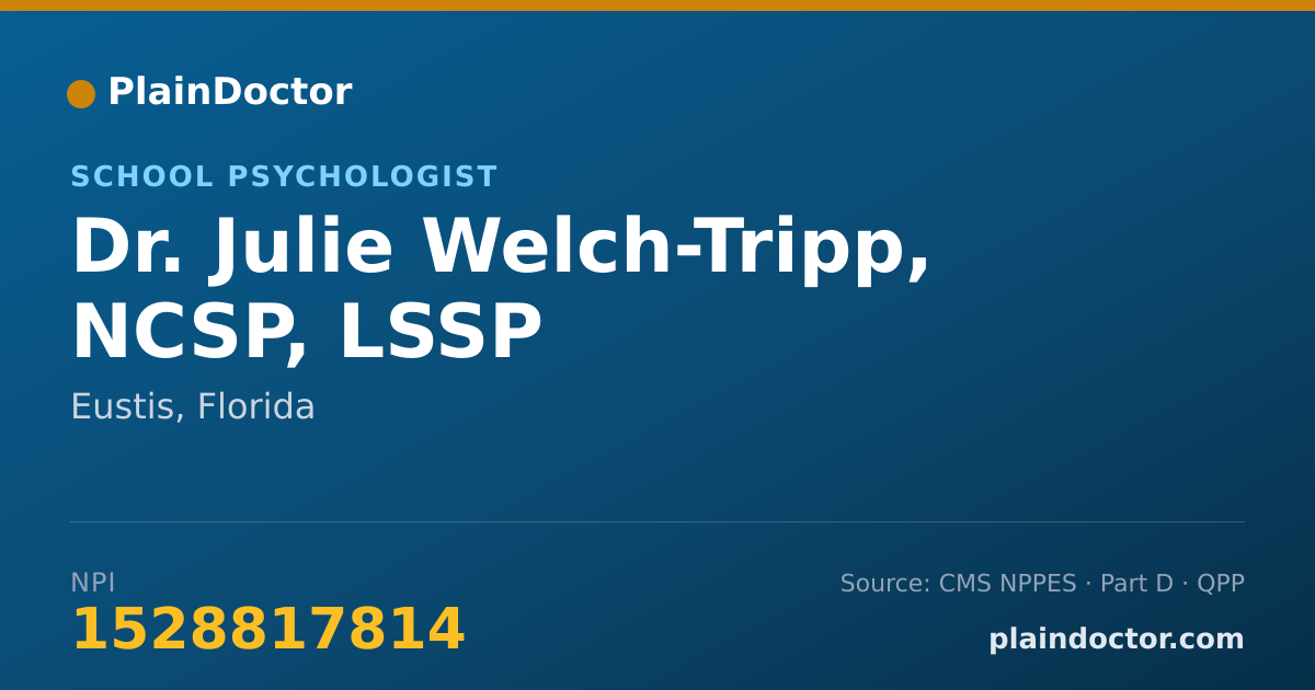 Shareable card for Julie Welch-Tripp, NCSP, LSSP - School Psychologist, Eustis, FL