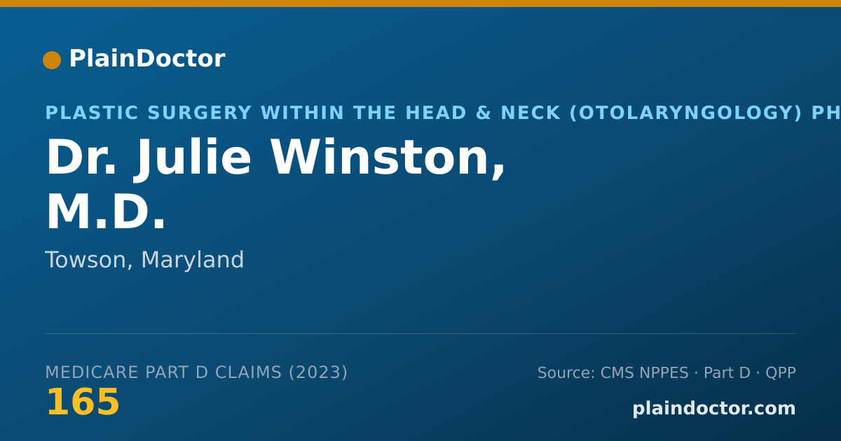Shareable card for Julie Winston, M.D. - Plastic Surgery within the Head & Neck (Otolaryngology) Physician, Towson, MD