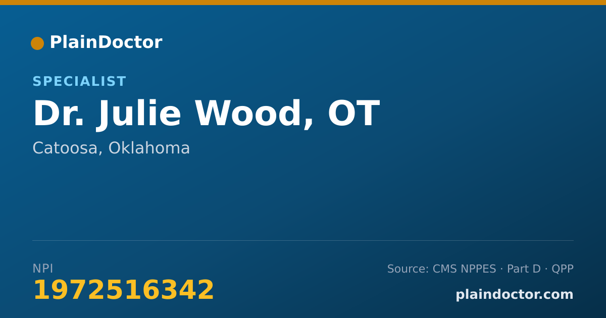 Shareable card for Julie Wood, OT - Specialist, Catoosa, OK