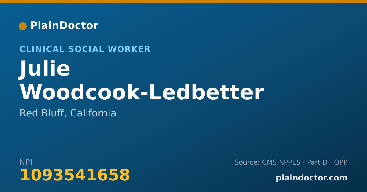 Shareable card for Julie Woodcook-Ledbetter - Clinical Social Worker, Red Bluff, CA
