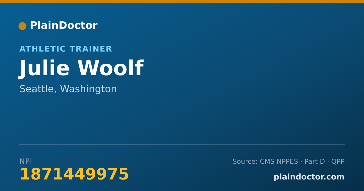 Shareable card for Julie Woolf - Athletic Trainer, Seattle, WA