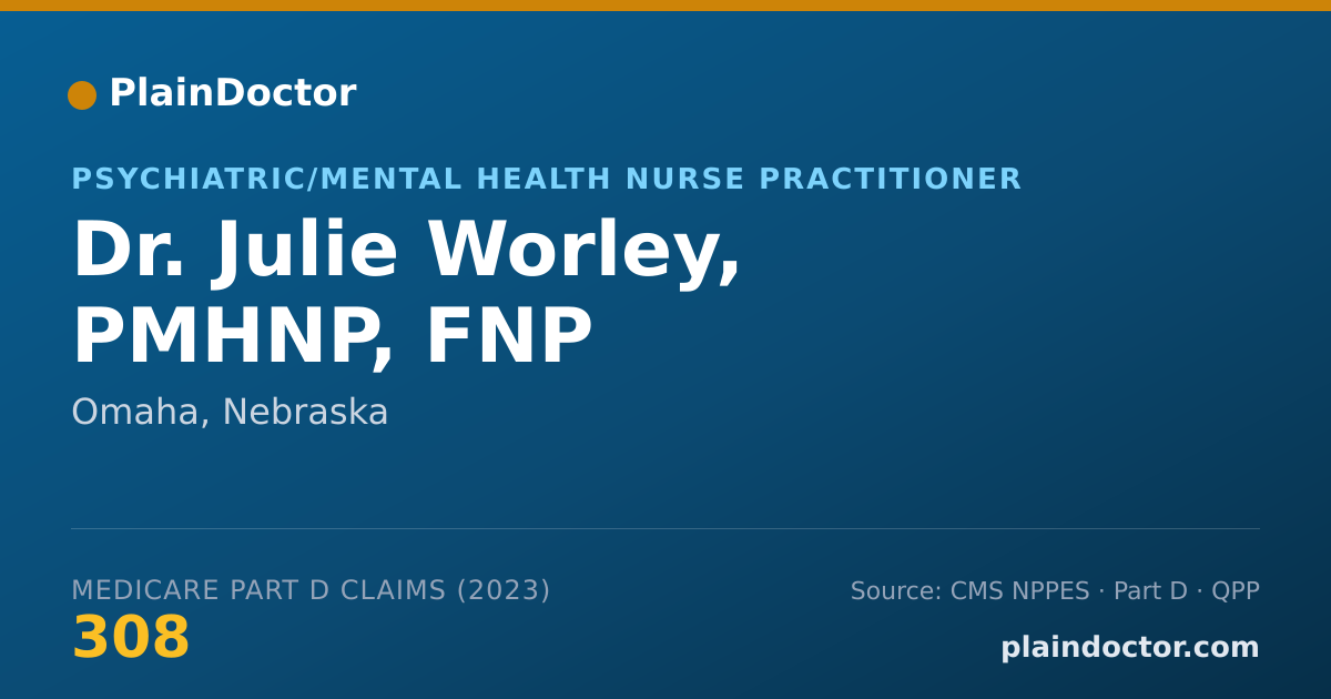 Shareable card for Julie Worley, PMHNP, FNP - Psychiatric/Mental Health Nurse Practitioner, Omaha, NE