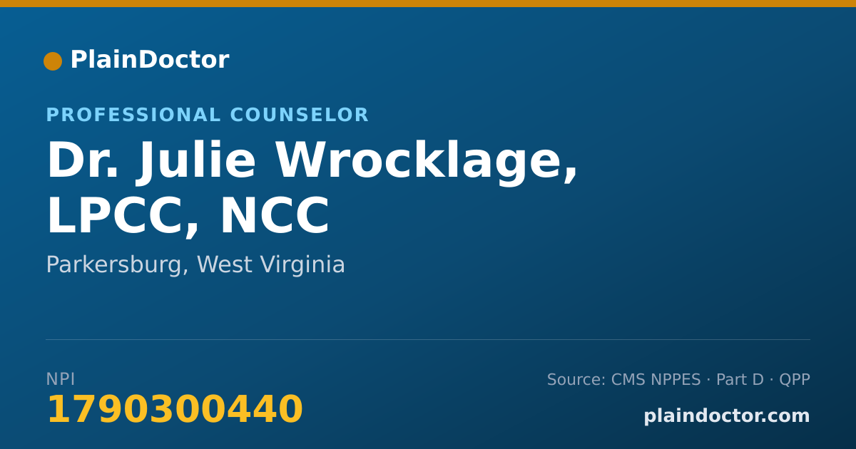 Shareable card for Julie Wrocklage, LPCC, NCC - Professional Counselor, Parkersburg, WV