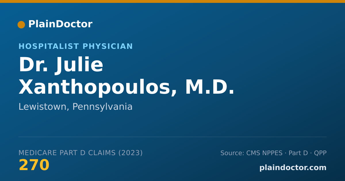 Shareable card for Julie Xanthopoulos, M.D. - Hospitalist Physician, Lewistown, PA