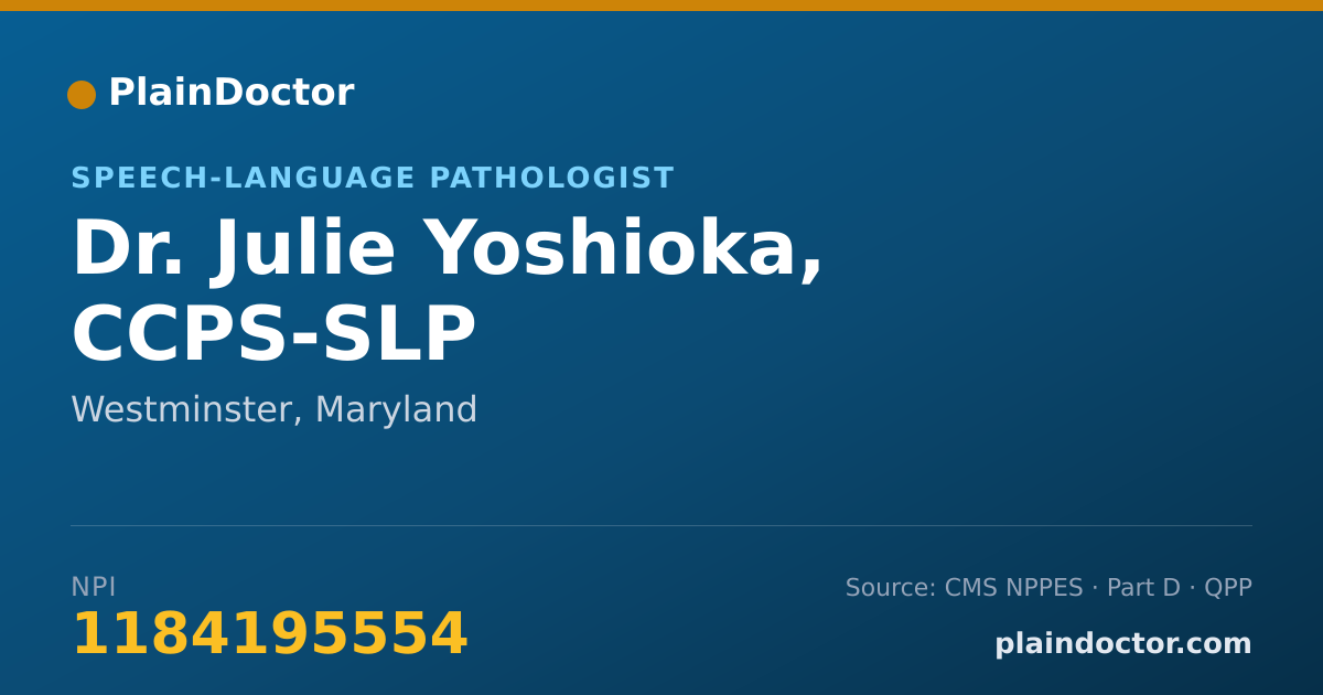 Shareable card for Julie Yoshioka, CCPS-SLP - Speech-Language Pathologist, Westminster, MD