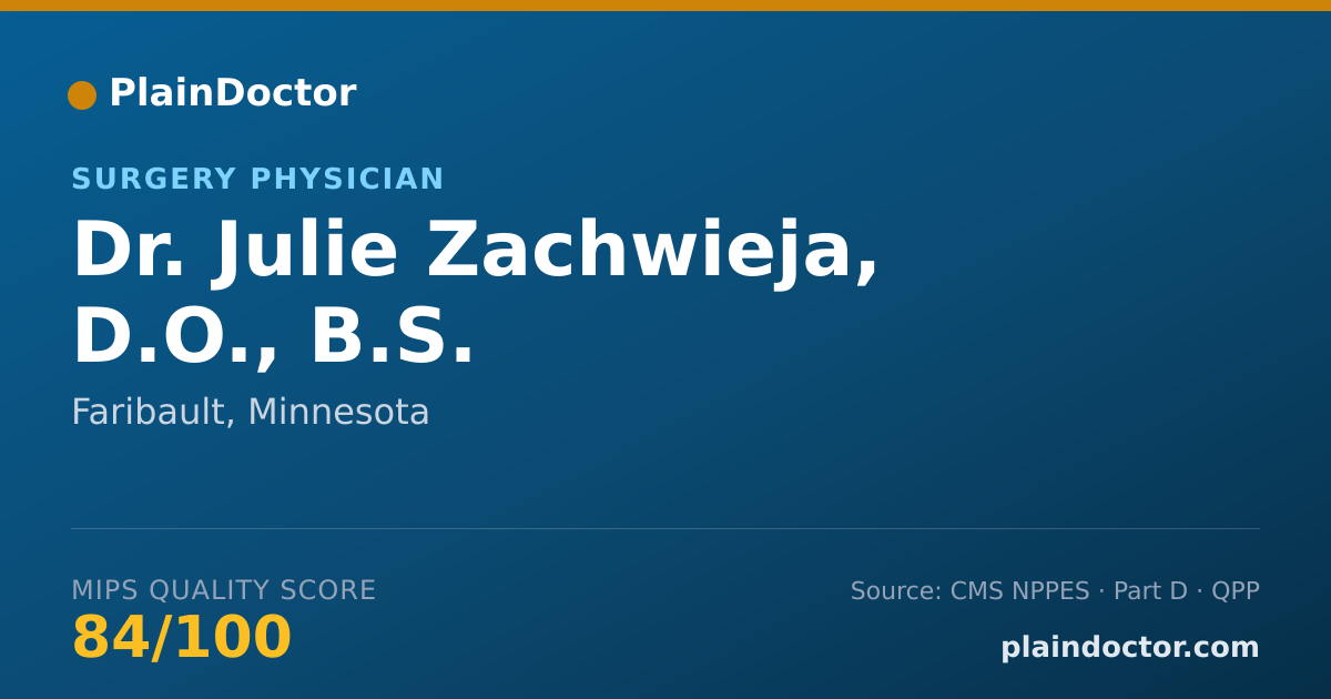 Shareable card for Julie Zachwieja, D.O., B.S. - Surgery Physician, Faribault, MN