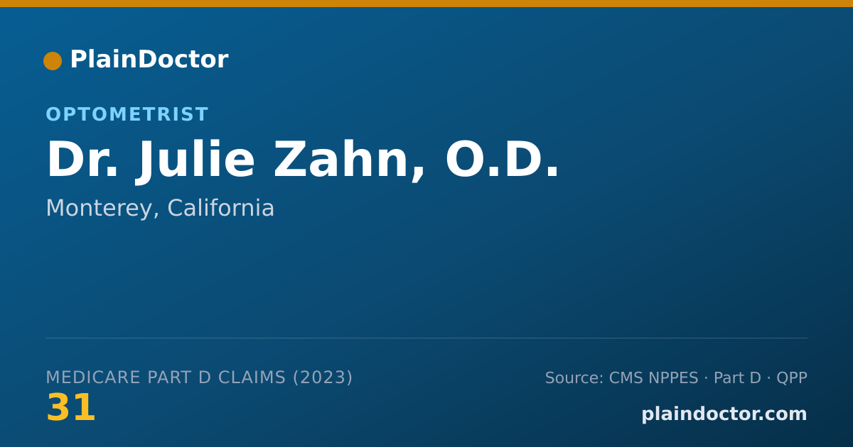 Shareable card for Julie Zahn, O.D. - Optometrist, Monterey, CA