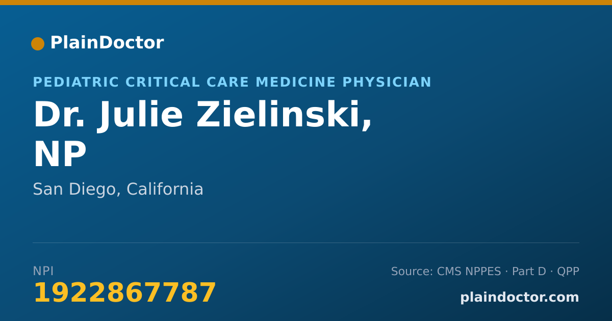 Shareable card for Julie Zielinski, NP - Pediatric Critical Care Medicine Physician, San Diego, CA
