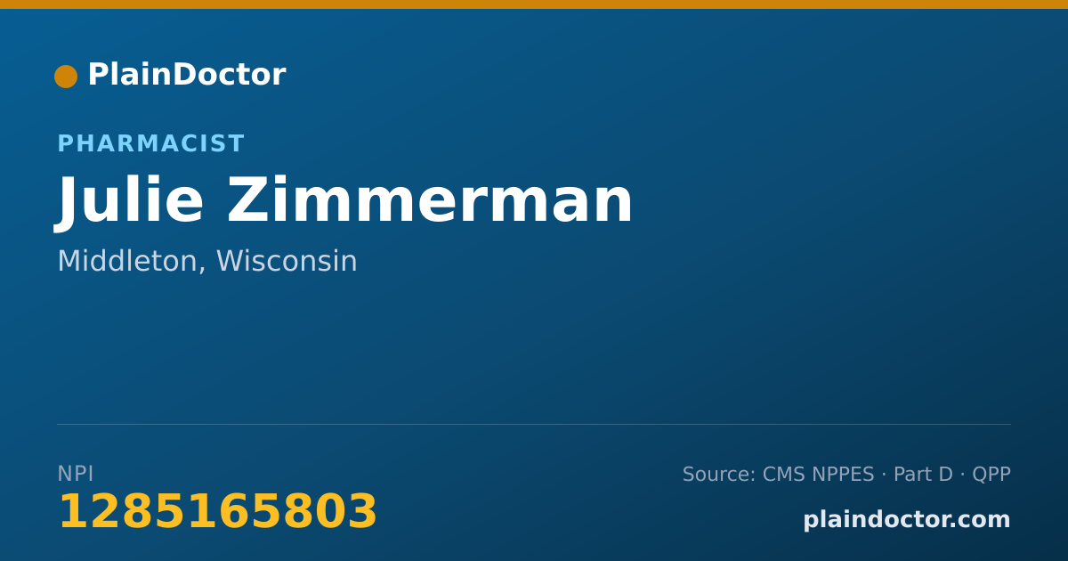 Shareable card for Julie Zimmerman - Pharmacist, Middleton, WI