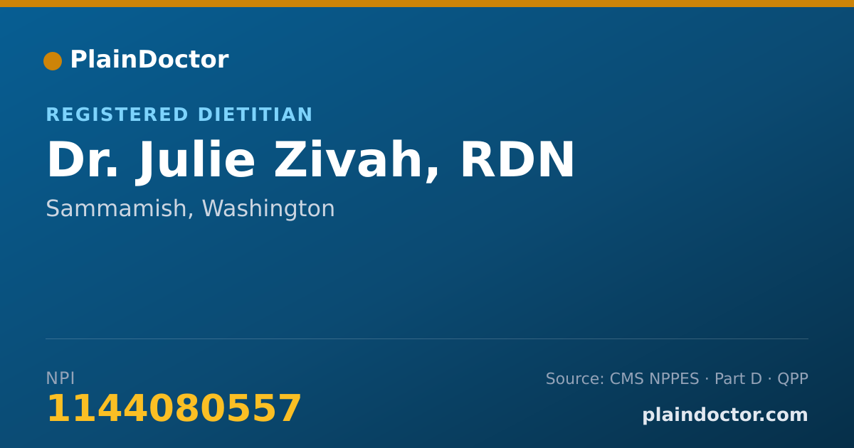 Shareable card for Julie Zivah, RDN - Registered Dietitian, Sammamish, WA