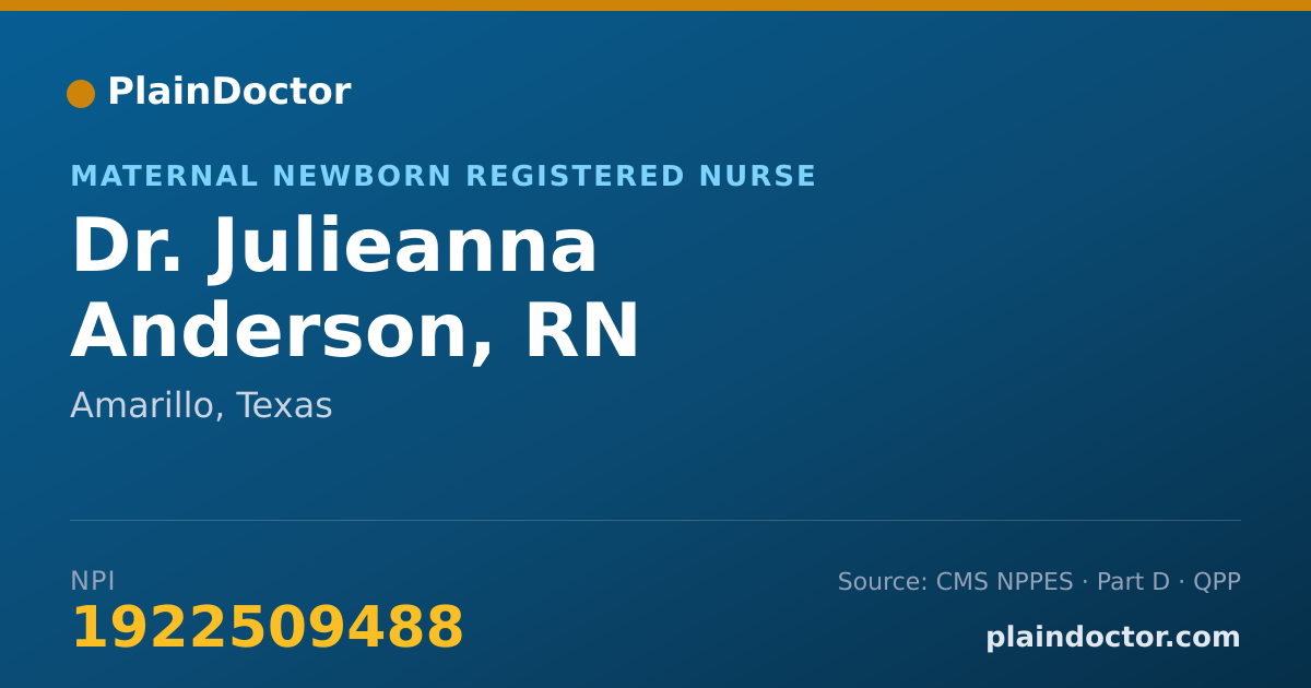 Shareable card for Julieanna Anderson, RN - Maternal Newborn Registered Nurse, Amarillo, TX