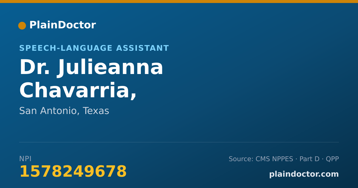 Shareable card for Julieanna Chavarria, SLP-ASSISTANT - Speech-Language Assistant, San Antonio, TX