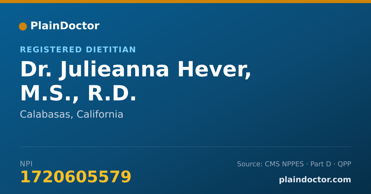Shareable card for Julieanna Hever, M.S., R.D. - Registered Dietitian, Calabasas, CA
