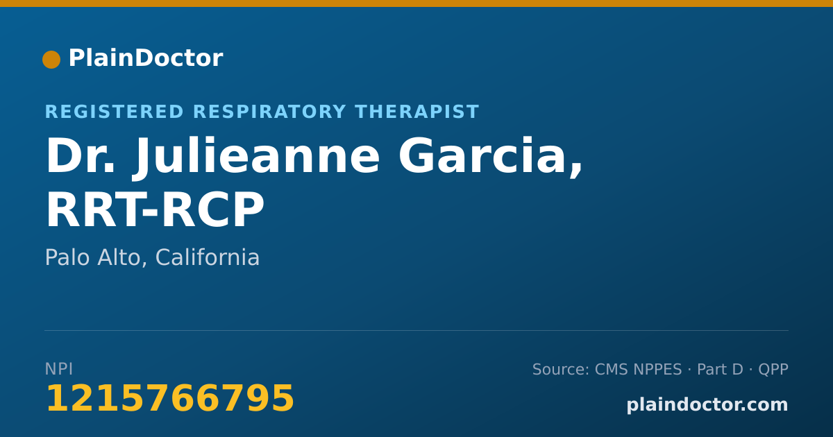 Shareable card for Julieanne Garcia, RRT-RCP - Registered Respiratory Therapist, Palo Alto, CA