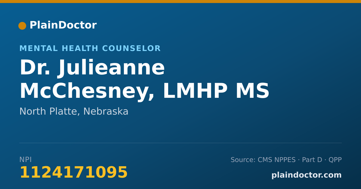 Shareable card for Julieanne McChesney, LMHP MS - Mental Health Counselor, North Platte, NE