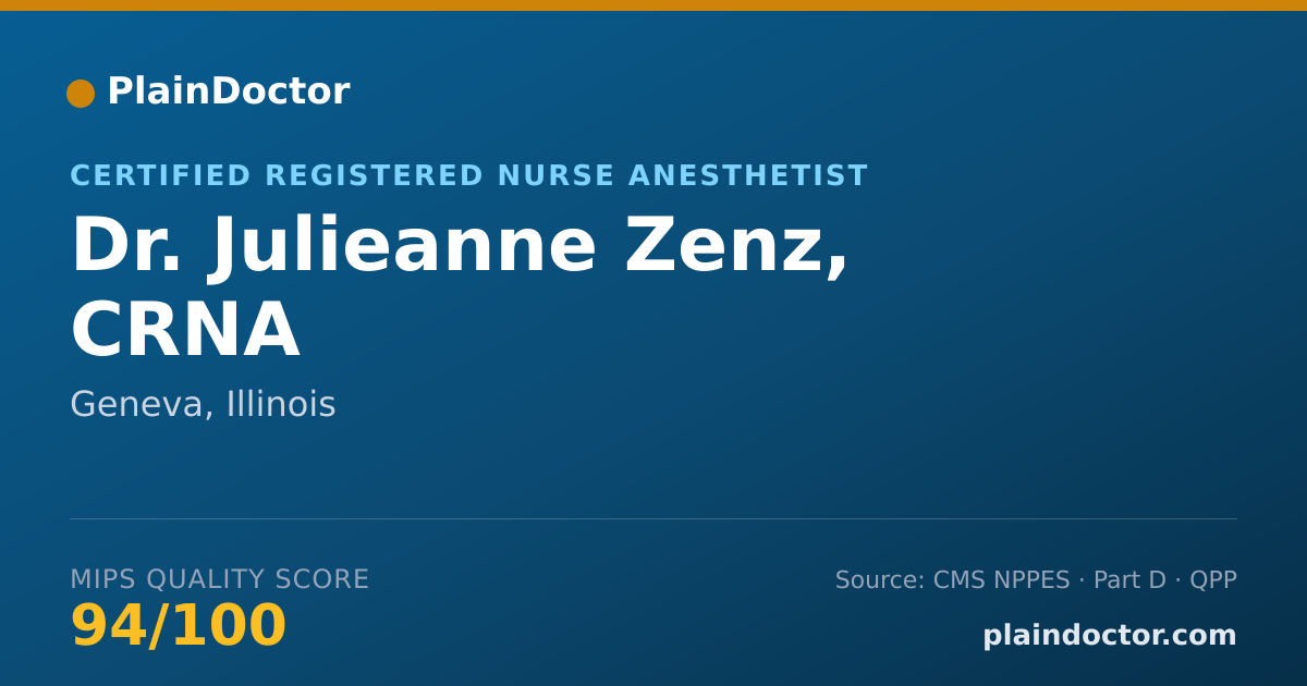 Shareable card for Julieanne Zenz, CRNA - Certified Registered Nurse Anesthetist, Geneva, IL