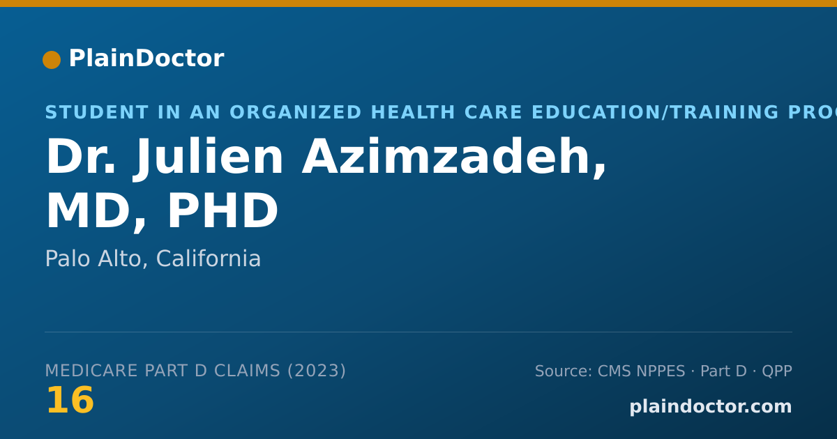 Shareable card for Julien Azimzadeh, MD, PHD - Student in an Organized Health Care Education/Training Program, Palo Alto, CA