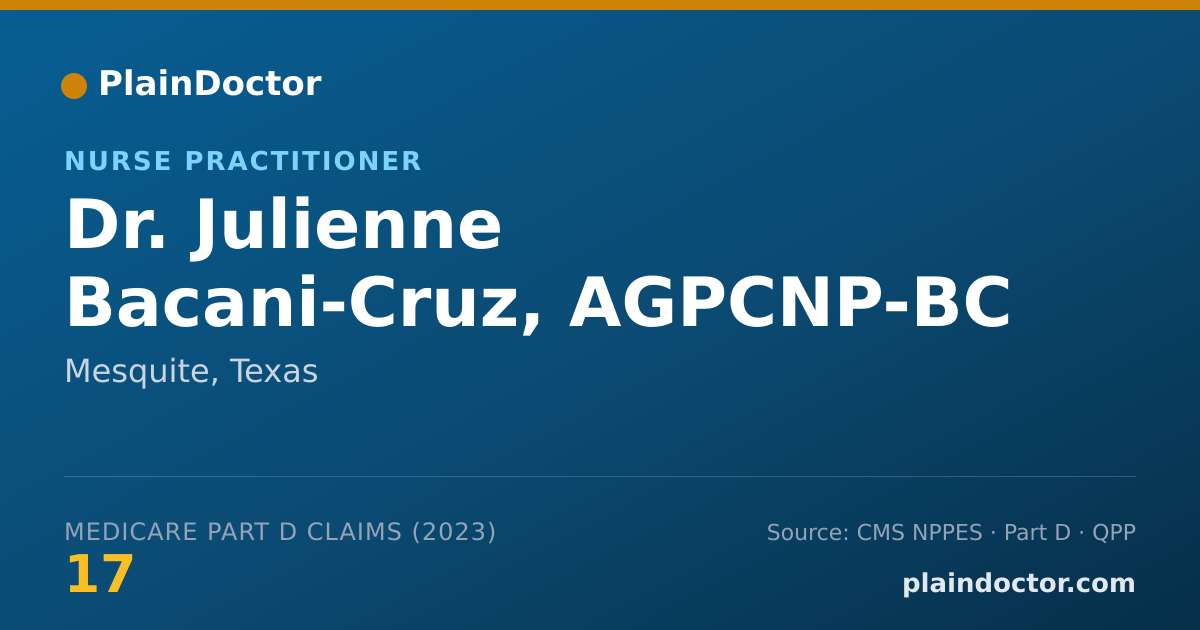 Shareable card for Julienne Bacani-Cruz, AGPCNP-BC - Nurse Practitioner, Mesquite, TX