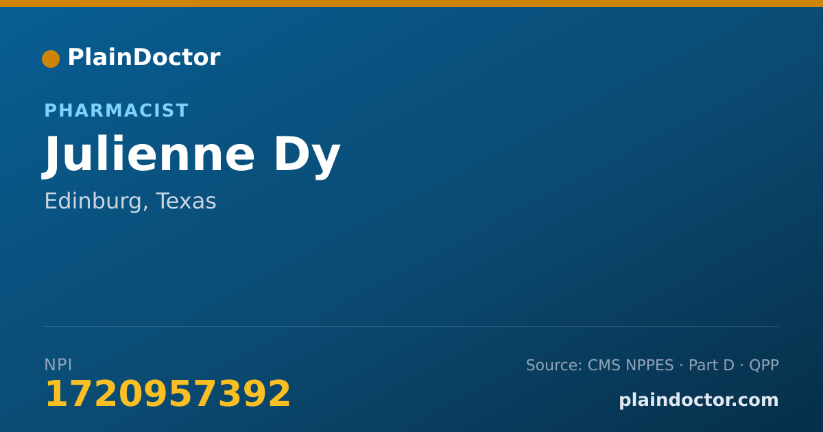 Shareable card for Julienne Dy - Pharmacist, Edinburg, TX