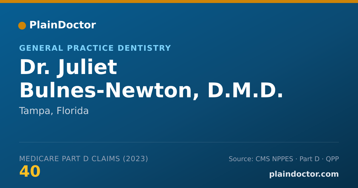 Shareable card for Juliet Bulnes-Newton, D.M.D. - General Practice Dentistry, Tampa, FL