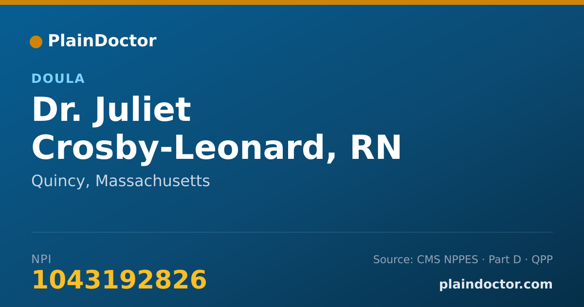 Shareable card for Juliet Crosby-Leonard, RN - Doula, Quincy, MA