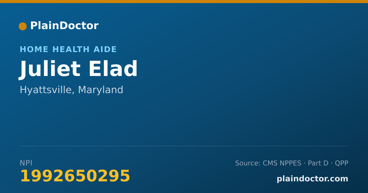 Shareable card for Juliet Elad - Home Health Aide, Hyattsville, MD