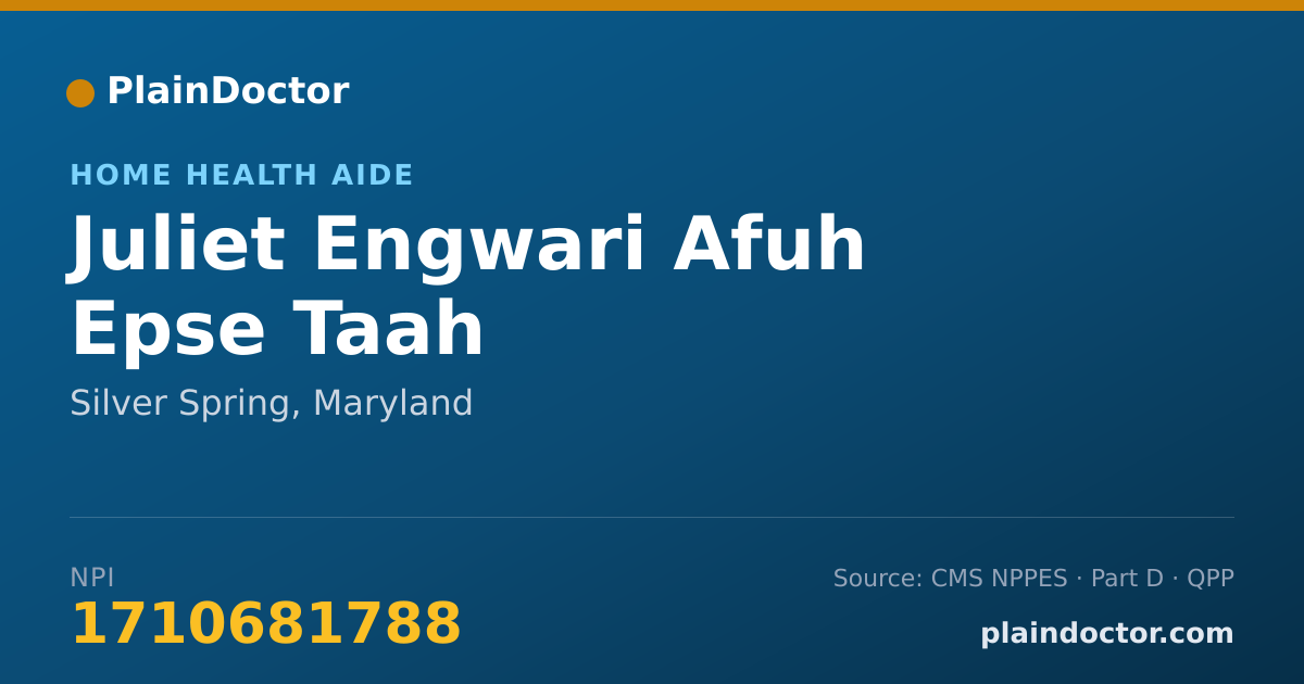 Shareable card for Juliet Engwari Afuh Epse Taah - Home Health Aide, Silver Spring, MD