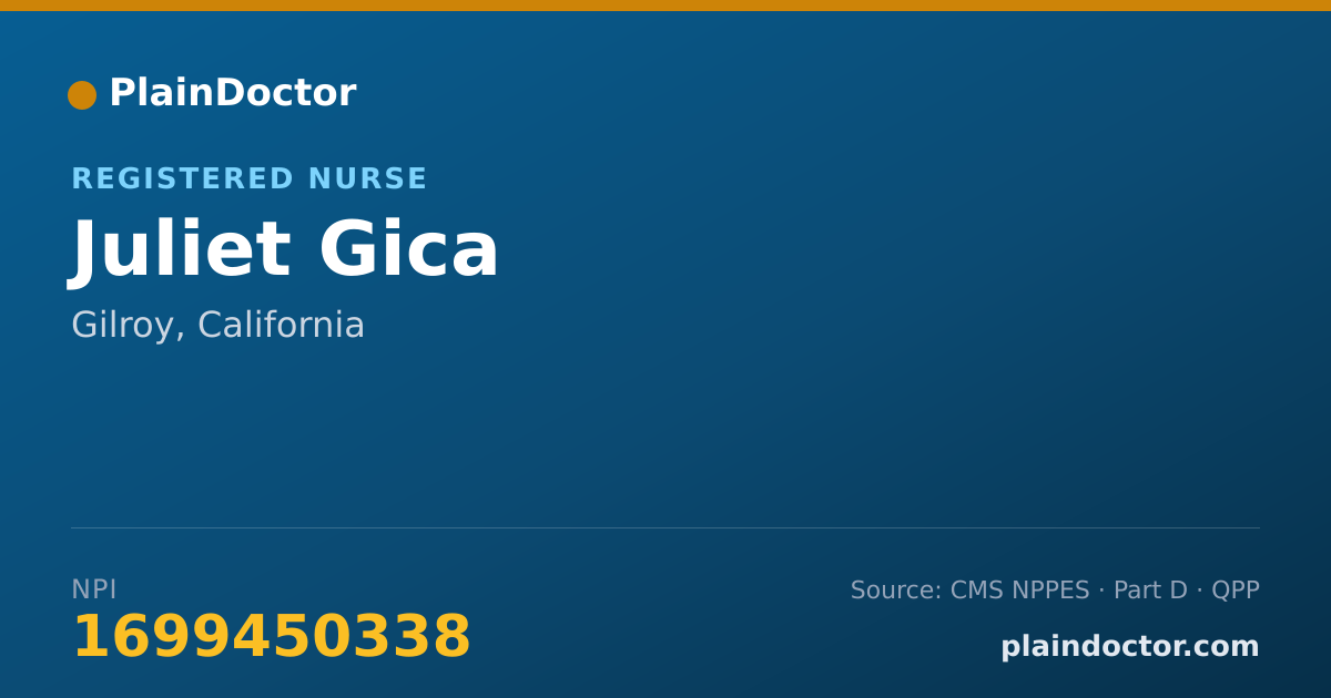 Shareable card for Juliet Gica - Registered Nurse, Gilroy, CA