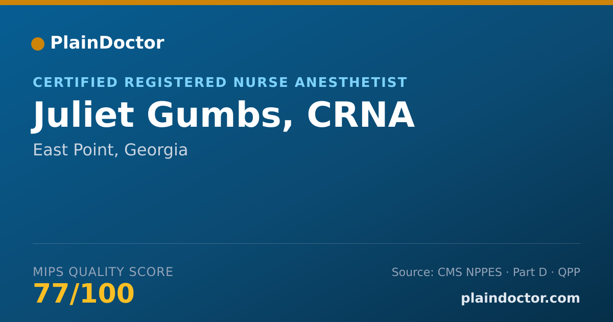 Shareable card for Juliet Gumbs, CRNA - Certified Registered Nurse Anesthetist, East Point, GA