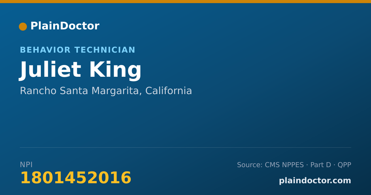 Shareable card for Juliet King - Behavior Technician, Rancho Santa Margarita, CA