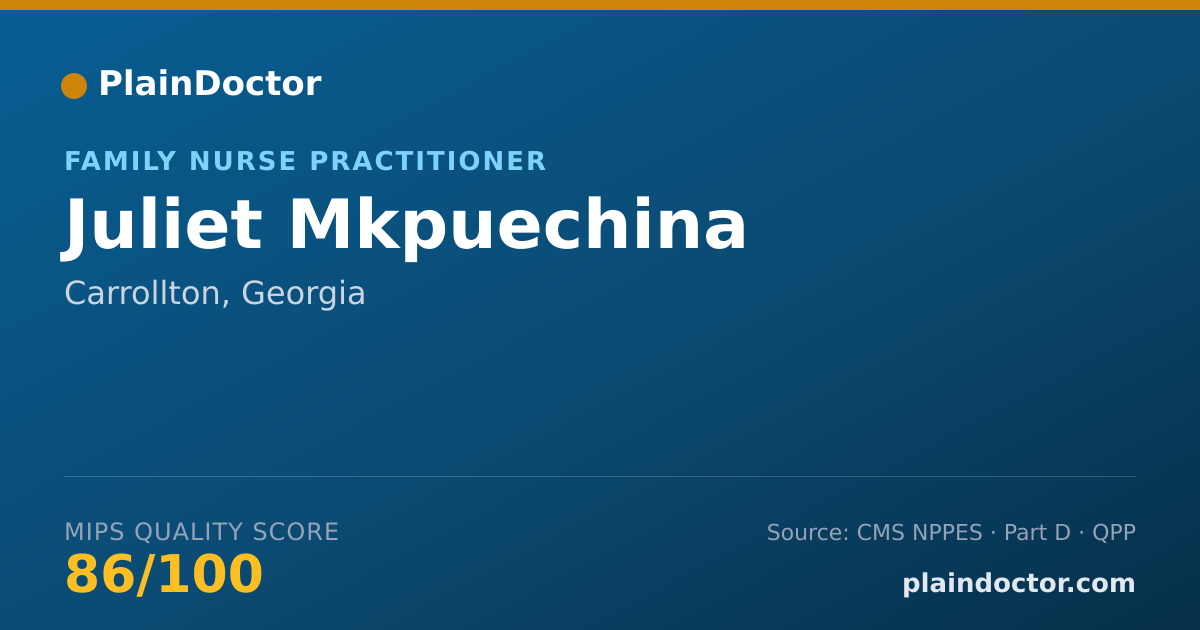 Shareable card for Juliet Mkpuechina - Family Nurse Practitioner, Carrollton, GA