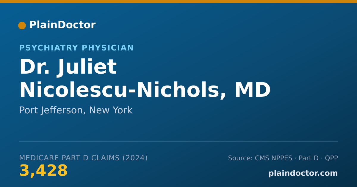 Shareable card for Juliet Nicolescu-Nichols, MD - Psychiatry Physician, Port Jefferson, NY
