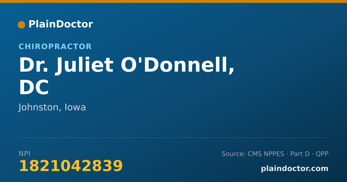 Shareable card for Juliet O'Donnell, DC - Chiropractor, Johnston, IA