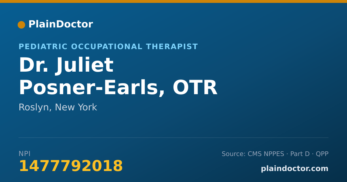 Shareable card for Juliet Posner-Earls, OTR - Pediatric Occupational Therapist, Roslyn, NY