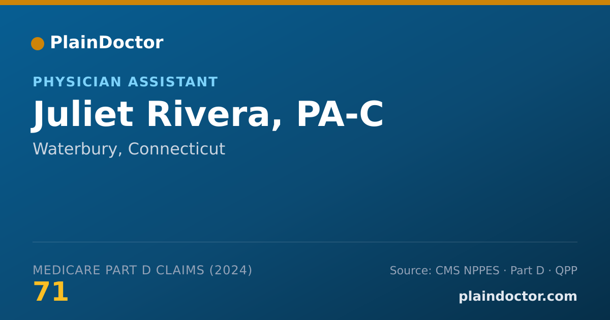 Shareable card for Juliet Rivera, PA-C - Physician Assistant, Waterbury, CT