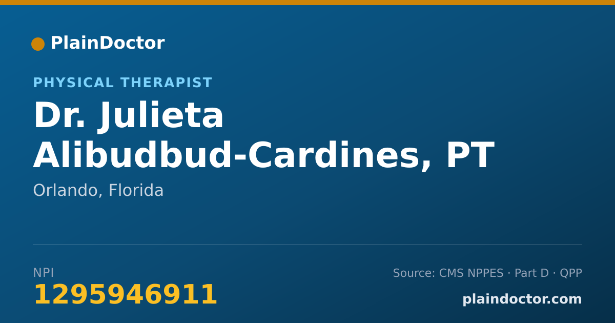 Shareable card for Julieta Alibudbud-Cardines, PT - Physical Therapist, Orlando, FL